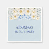 Witte bloemige blauwe hortensia tuintuin bruidsdou servet (Voorkant)