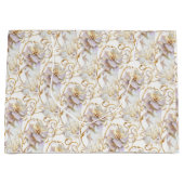 Witte bloemige bloem bruiloft jubileum goud chic groot cadeauzakje (Voorkant)