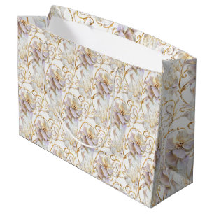 Witte bloemige bloem bruiloft jubileum goud chic groot cadeauzakje
