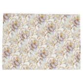 Witte bloemige bloem huwelijksjubileum goud chic groot cadeauzakje (Achterkant)