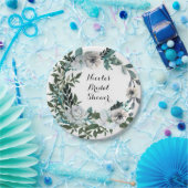 Witte bloemige bloemen botanische groenheid krans papieren bordje (Feest)