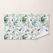 Witte bloemige bloemen groen eucalyptus elegant bad handdoek (Handdoek)