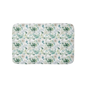 Witte bloemige bloemen groenblijvende eucalyptus e badmat