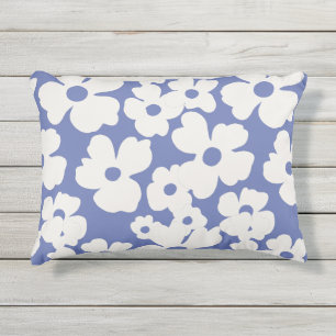 Witte bloemige bloesems moderne retro huisdecorati buitenkussen