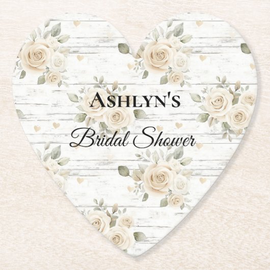 Witte Bloemige Boho Bruidsborrel Kartonnen Onderzetters (Voorkant)