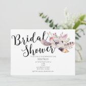 Witte Bloemige Boho Chic Bruiloft Uitnodigingen (Staand voorkant)