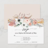 Witte bloemige Boho Pampas Gras Tropische Palm RSV RSVP Kaartje (Voorkant / Achterkant)