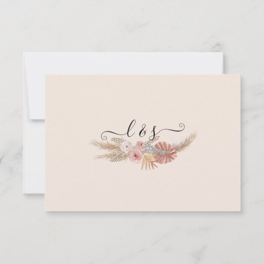 Witte Bloemige Boho Pampas Gras Tropische Palm RSV RSVP Kaartje (Achterkant)