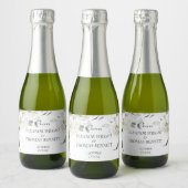 Witte bloemige botanische mini-champagnefleslabel sparkling wijnetiket (Flessen)