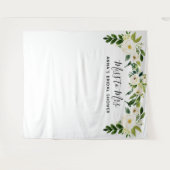 Witte bloemige bruidsbruiloft achterwand wandkleed (Voorkant (horizontaal))