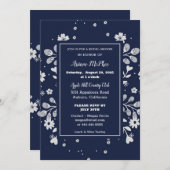 Witte bloemige bruidsdouche uitnodiging (Voorkant / Achterkant)
