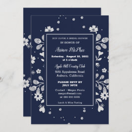 Witte bloemige bruidsdouche uitnodiging