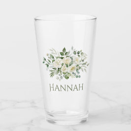 Witte bloemige bruidsmeisje cadeau glas