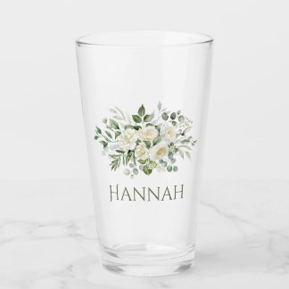 Witte bloemige bruidsmeisje cadeau glas