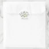 Witte bloemige bruidsmeisje cadeau ronde sticker (Tas)