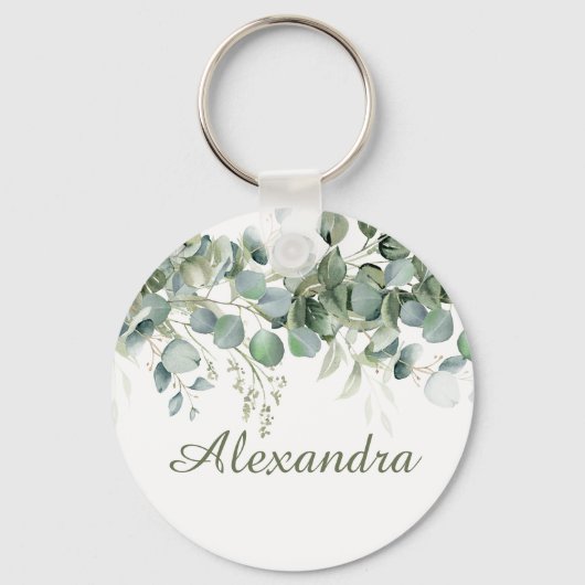 Witte bloemige bruidsmeisje cadeau sleutelhanger (Voorkant)