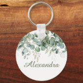 Witte bloemige bruidsmeisje cadeau sleutelhanger (Achterkant)