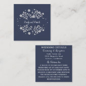 Witte bloemige bruiloft informatiekaartje (Voorkant / Achterkant)