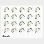 Witte bloemige bruiloftsdans thank you ronde sticker (Vel)