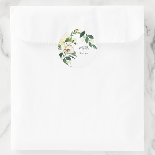 Witte bloemige bruiloftsdans thank you ronde sticker (Tas)
