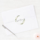Witte bloemige bruiloftsshower klassieke ronde sti sticker (Envelop)