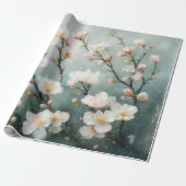 Witte bloemige brunch aquarel cadeaupapier (Uitgerold)