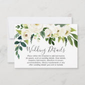 Witte Bloemige Crème Mooie Trouwdetails Kaart (Voorkant)