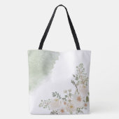 Witte Bloemige Elegante Initiële Naam Monogram Tote Bag (Achterkant)
