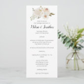 Witte Bloemige Elegante Romantische Bruiloft Programmakaart (Staand voorkant)
