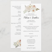 Witte Bloemige Elegante Romantische Bruiloft Programmakaart (Voorkant / Achterkant)