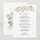 Witte Bloemige Elegante Romantische Trouwmenu Menu (Voorkant / Achterkant)