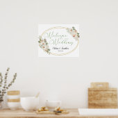 Witte Bloemige Elegante Romantische Trouwposter Poster (Keuken)