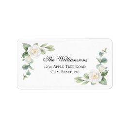 Witte bloemige elegante trouwadres retourlabels etiket