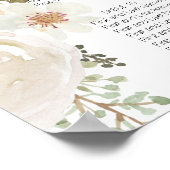 Witte Bloemige Elegante Trouwzaalstoelindeling Poster (Hoek)