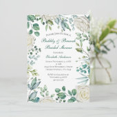 Witte bloemige Eucalyptus botanische bruidsdouche Kaart (Staand voorkant)
