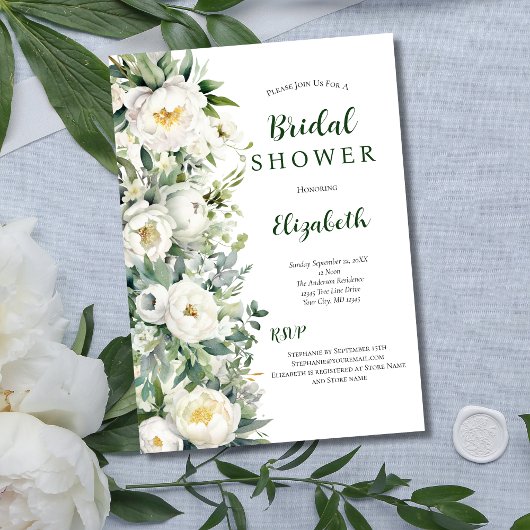 Witte bloemige Eucalyptus groen bruiloftsfeest Kaart