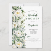 Witte bloemige Eucalyptus groen bruiloftsfeest Kaart (Voorkant)
