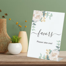 Witte bloemige eucalyptus groen favors bord