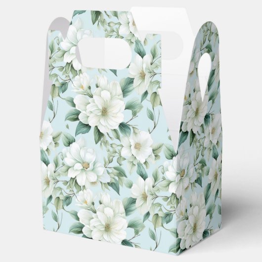 Witte bloemige feestbehandeldoos bedankdoosjes (Geopend)