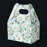 Witte bloemige feestcadeautjesdoos bedankdoosjes<br><div class="desc">De feestelijke cadeauverpakkingsdoos is afgebeeld met een prachtige witte bloemenprint.
Pas dit item aan of koop het zoals het is.
Tip: Voeg gewoon uw lekkere traktaties toe en een wat feestelijke lint.
Gelicenseerde afbeelding</div>