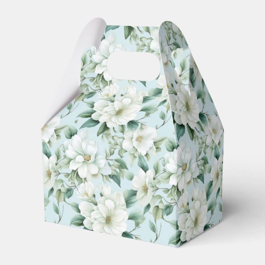 Witte bloemige feestcadeautjesdoos bedankdoosjes (Voorkant Zijde)