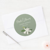 Witte bloemige Gardenia Eenvoudige Tuin Bruiloft F Ronde Sticker (Envelop)