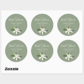 Witte bloemige Gardenia Eenvoudige Tuin Bruiloft F Ronde Sticker (Vel)