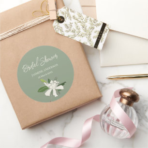 Witte bloemige Gardenia Eenvoudige Tuin Bruiloft F Ronde Sticker