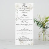 Witte bloemige gebladerte botanische huwelijksmenu menu (Staand voorkant)