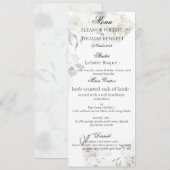 Witte bloemige gebladerte botanische huwelijksmenu menu (Voorkant / Achterkant)