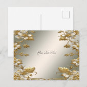 Witte Bloemige Gouden Sierlijke Briefkaart (Voorkant / Achterkant)