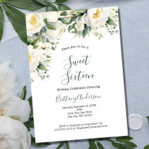 Witte bloemige groen botanische Sweet Sixteen 16