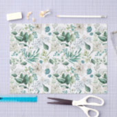 Witte bloemige groen bruidsdouche trouwen tissuepapier (Craft)