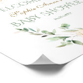 Witte bloemige groene baby shower welkomstbord poster (Hoek)
